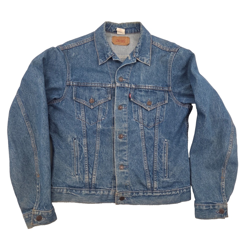 VTG Levi's 71506-0214 Blue Denim Trucker Jacket Mens 44L Canada Made